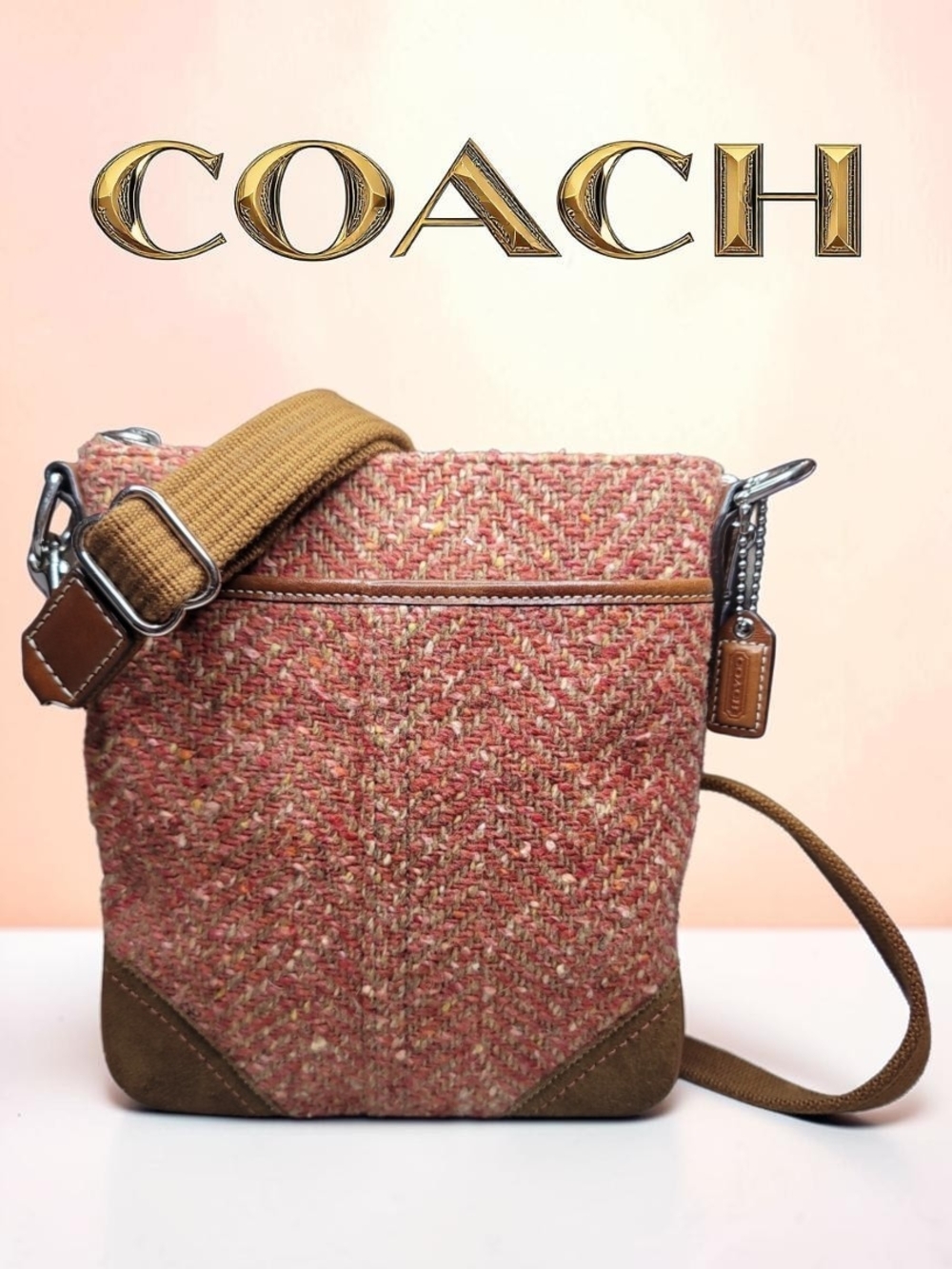 COACH Hamptons Vintage Tweed/Suede Swingpack EUC